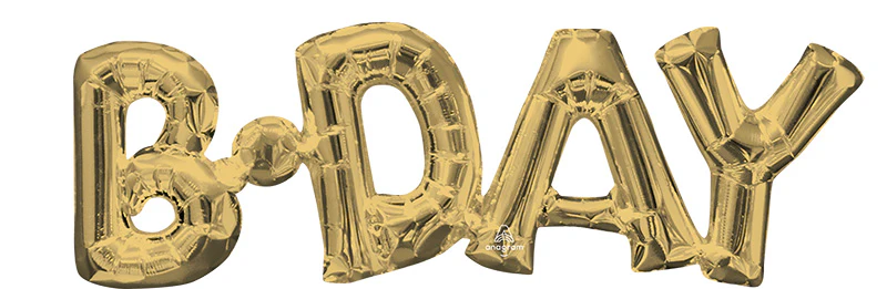 Airfill Only Block Phrase " BDAY" White Gold Foil Balloon