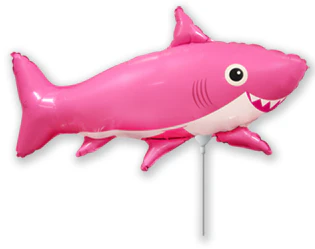 Airfill Only (Sticks Sold Separately) Foil Shaped Balloon Happy Shark Pink