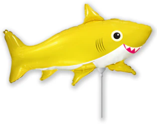 Airfill Only (Sticks Sold Separately) Foil Shaped Balloon Happy Shark Yellow