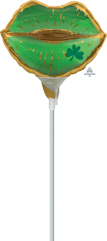 Airfill Only (Sticks Sold Separately) Mini Satin Infused St. Pat's Lips Foil Balloon