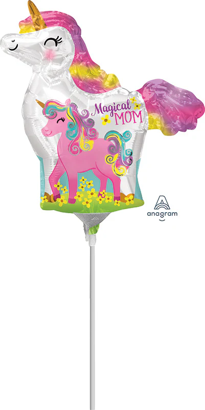 Airfill Only (Sticks Sold Separately) Mini Shape Mama & Baby Unicorn Foil Balloon