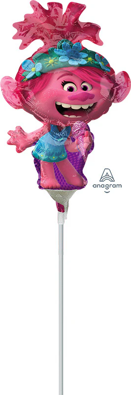 Airfill Only (Sticks Sold Separately) Mini Shape Trolls World Tour Poppy Foil Balloon