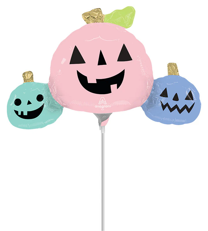 Airfill Only (Sticks Sold Separately) MiniShape Pastel Halloween Pumpkins Foil Balloon