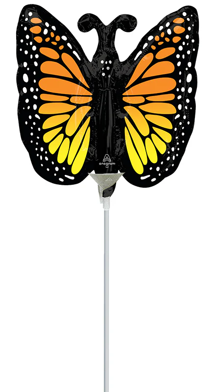 Airfill Only (Sticks Sold Separately) Monarch Butterfly Glow Mini Shape Foil Balloon