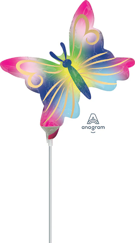 Airfill Only (Sticks Sold Separately) Satin Watercolor Butterfly Foil Balloon