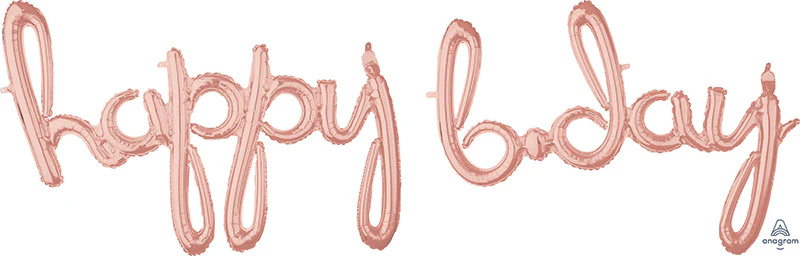 Airfill Only Script Happy Bday Rose Gold Balloon