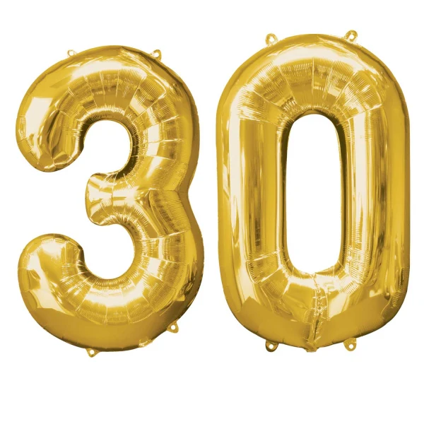 Anagram Brand Number Bunch: 3-0 Gold Balloon Packaged