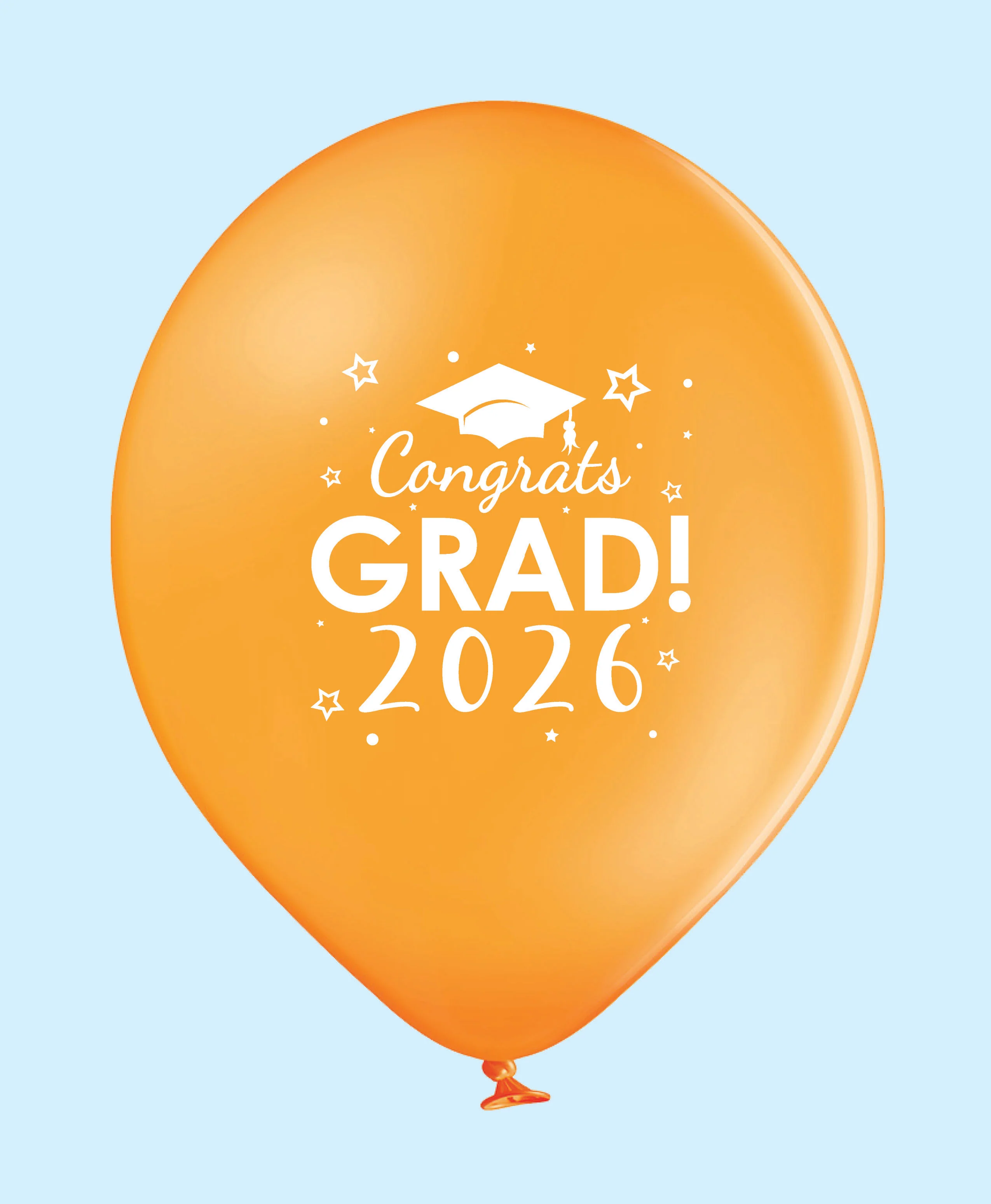 11" Congrats Grad 2026 Printed Latex Balloons 25 Count Orange
