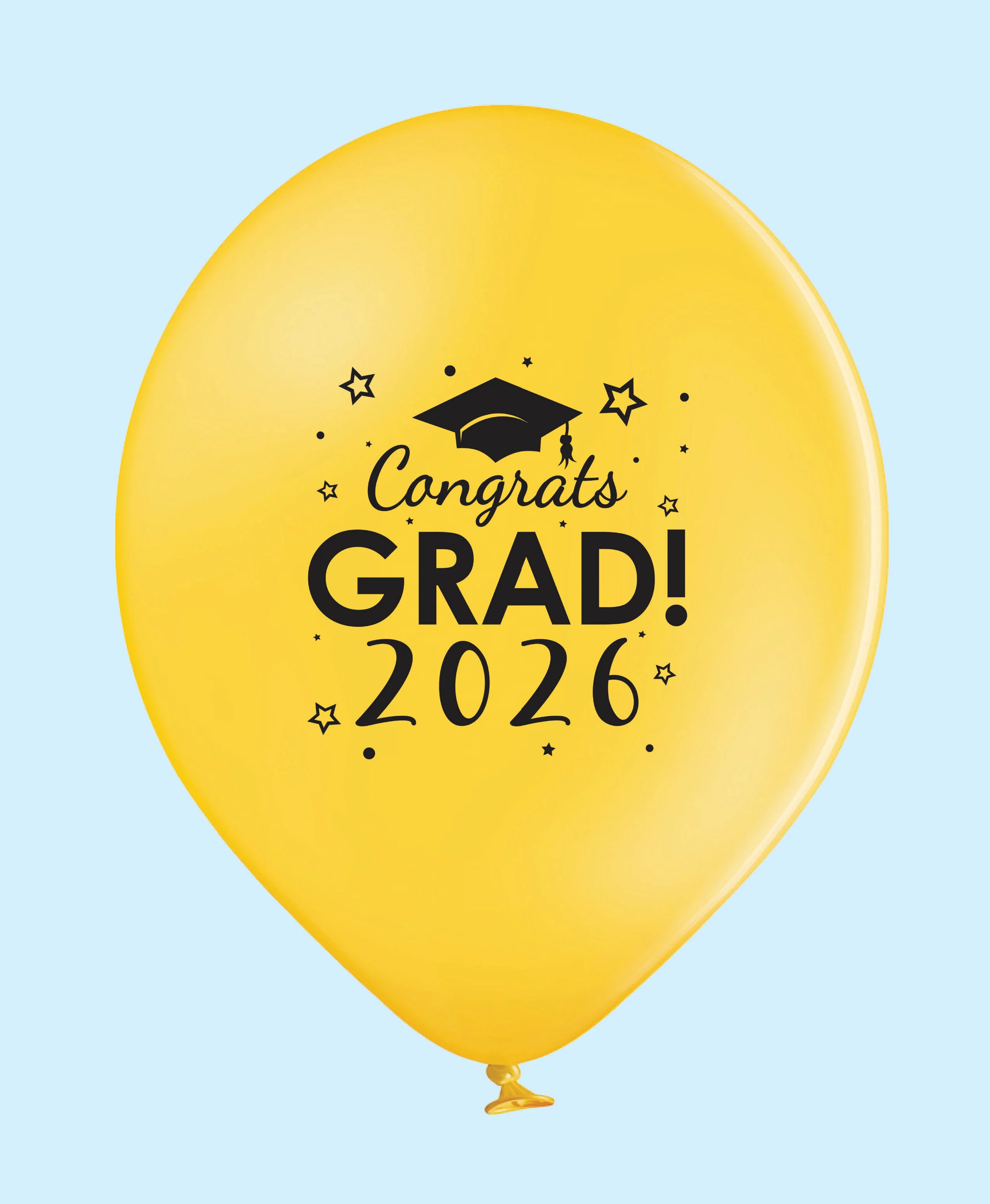 11" Congrats Grad 2026 Printed Latex Balloons 25 Count Yellow