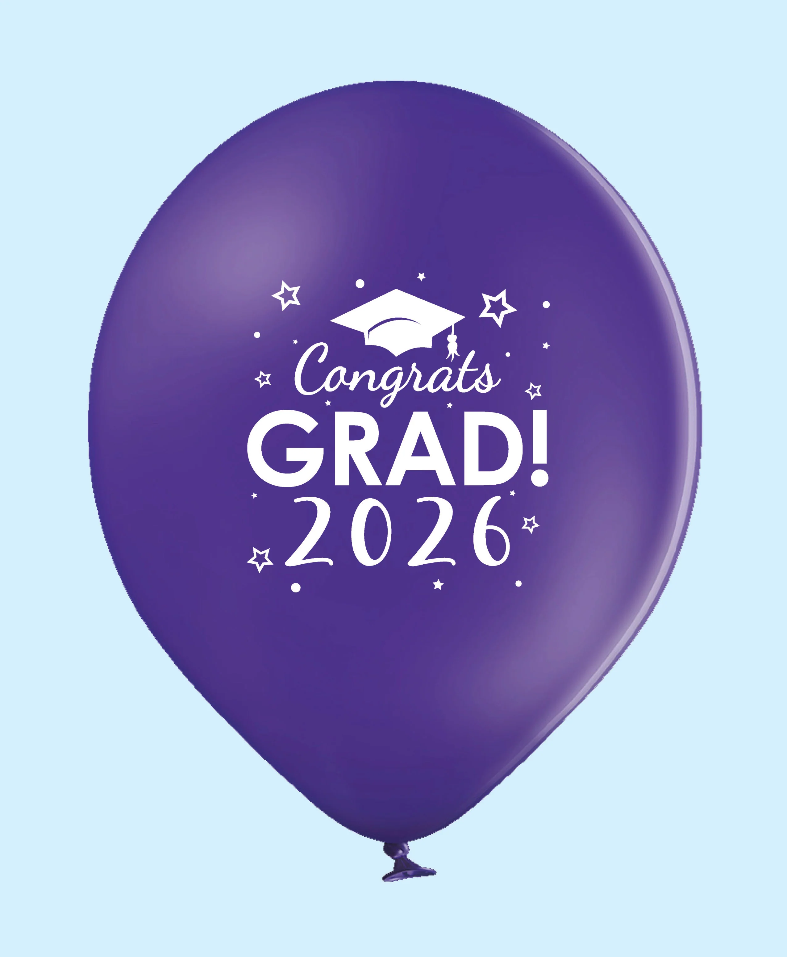 11" Congrats Grad 2026 Printed Latex Balloons 25 Count Purple