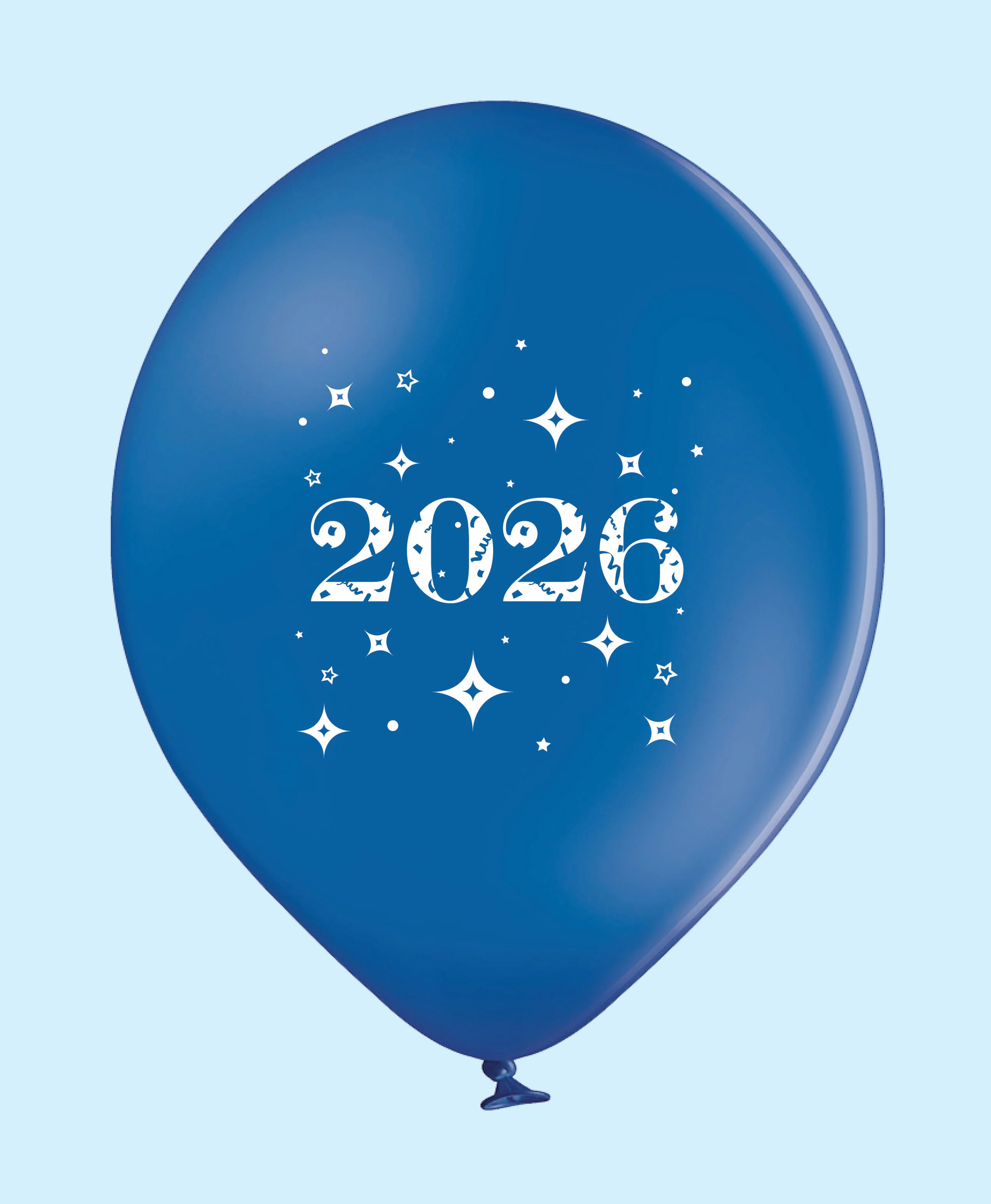 11" Year 2026 Stars Printed Latex Balloons Blue (25 Per Bag)
