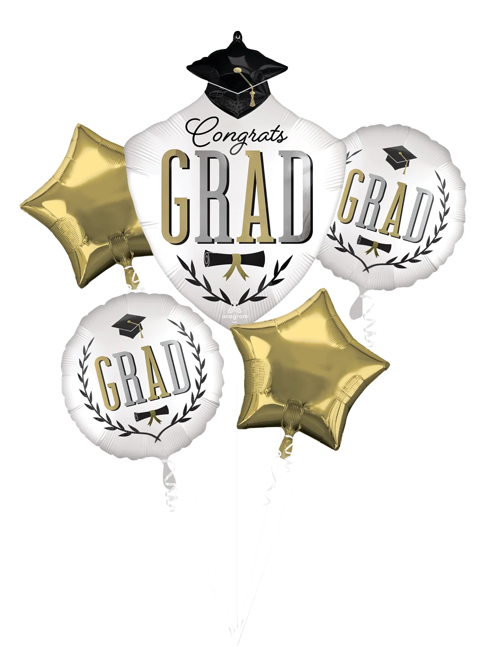 Bouquet Graduation Satin Infused Caps Off Foil Balloon