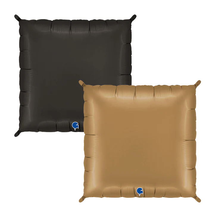 28" (24" Inflated) Deco Bicolor Squares Satin Fumé Black & Platinum Champagne Foil Balloon (2 Pack)