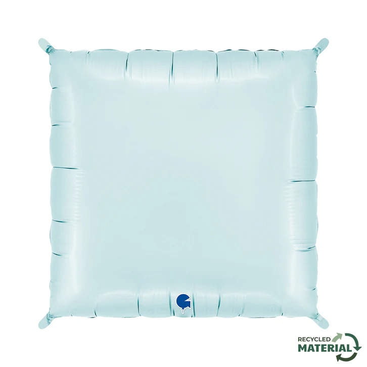 28" (24" Inflated) Deco Bicolor Squares Satin Pastel Blue & Pastel Pink Foil Balloon (2 Pack) - Image 3