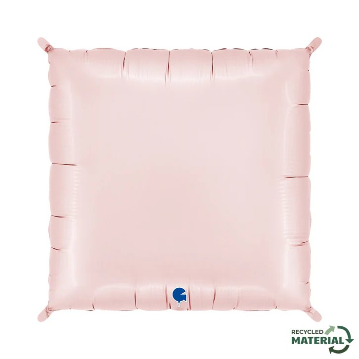 28" (24" Inflated) Deco Bicolor Squares Satin Pastel Blue & Pastel Pink Foil Balloon (2 Pack) - Image 4