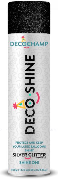 Decochamp Aerosol Instant Balloon Shine Spray 600ml Glitter Silver