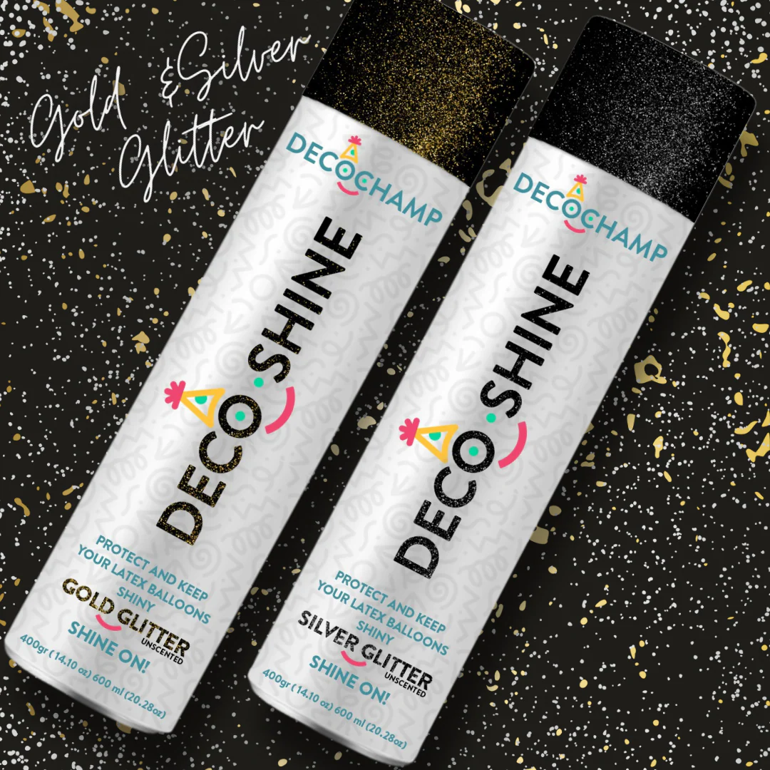 Decochamp Aerosol Instant Balloon Shine Spray 600ml Glitter Silver - Image 2