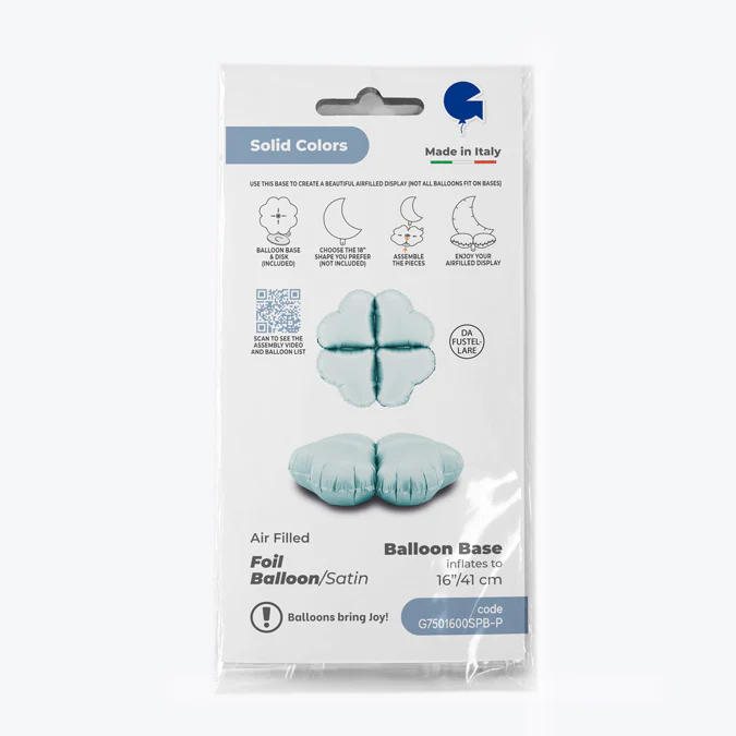16" (22" Uninflated) Standup Base Hearts Medium Satin Pastel Blue Foil Balloon - Image 3