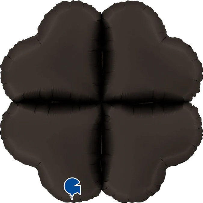 24" (32" Deflated) Standup Base Hearts Maxi Satin Fumé Black Foil Balloon