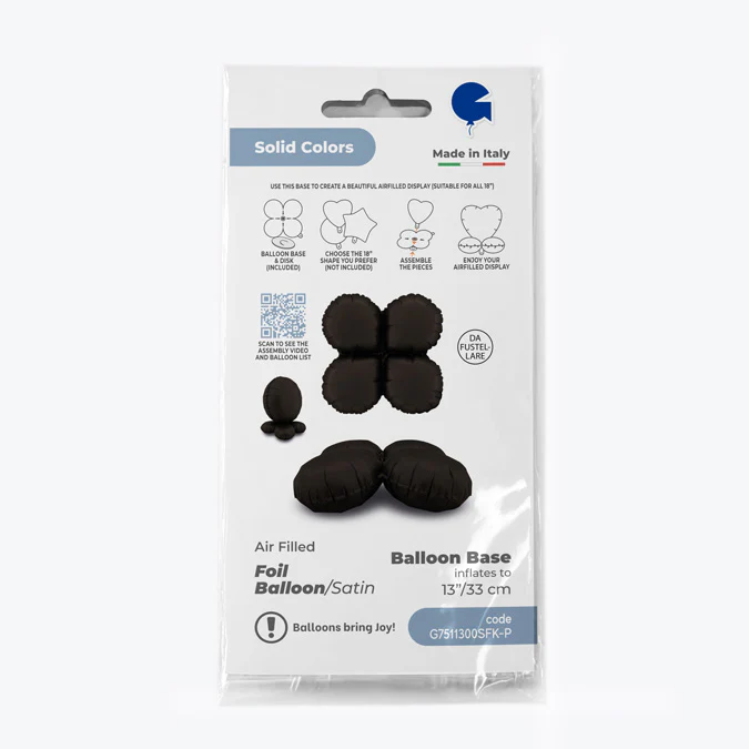 13" (17" Deflated) Standup Base Drops MiniSatin Fumé Black Foil Balloon - Image 3