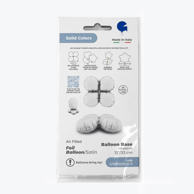 13" (17" Deflated) Standup Base Drops MiniSatin White Foil Balloon - Image 3