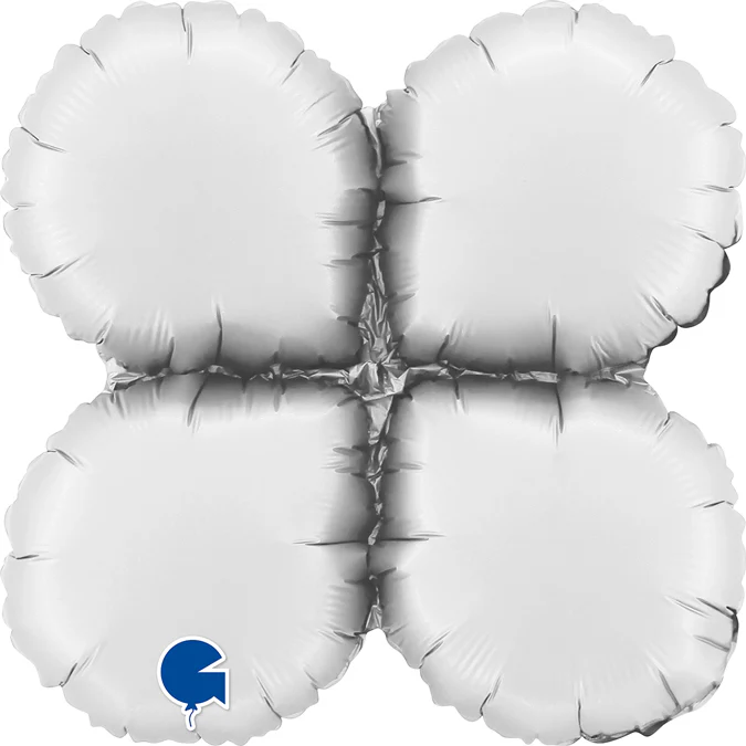 26" (36" Deflated) Standup Base Drops Maxi Satin White Foil Balloon
