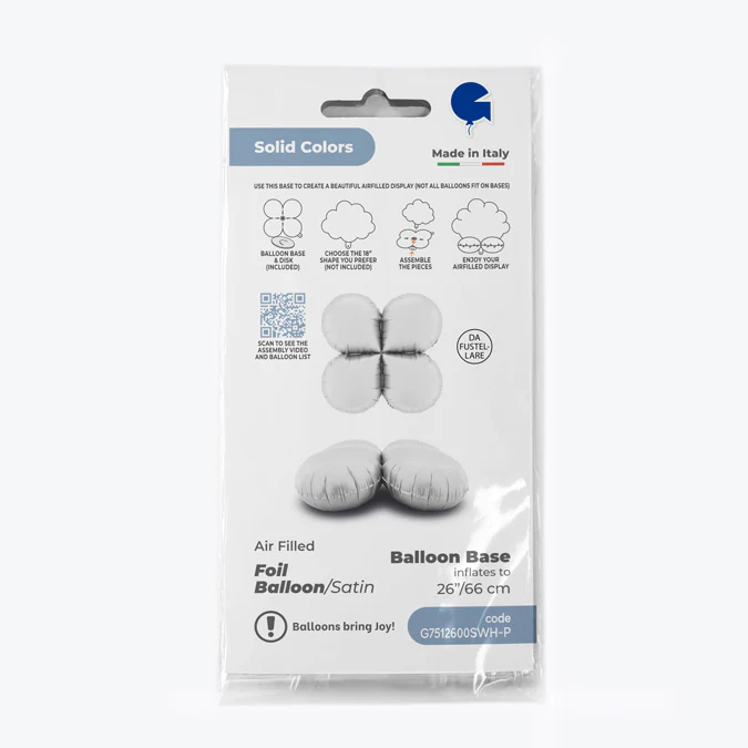 26" (36" Deflated) Standup Base Drops Maxi Satin White Foil Balloon - Image 3