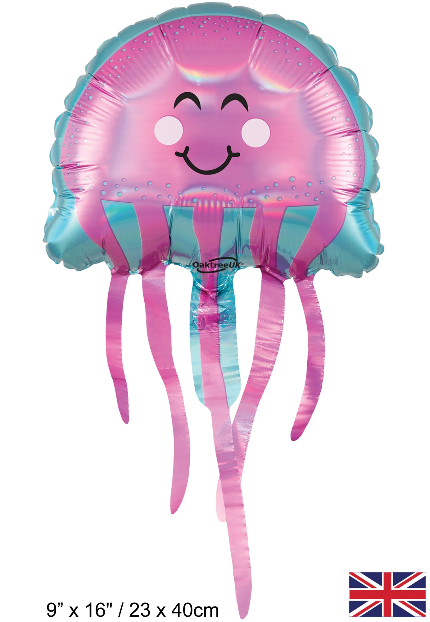9" x 16" Mini Airfill Only (Sticks Sold Separately) Jellyfish Iridescent (For Air) Packaged Oaktree Brand Mylar/Foil Balloon