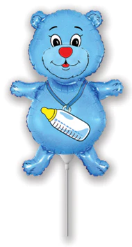 Mini Airfill Only (Sticks Sold Separately) Bottle Bear Blue Foil Balloon