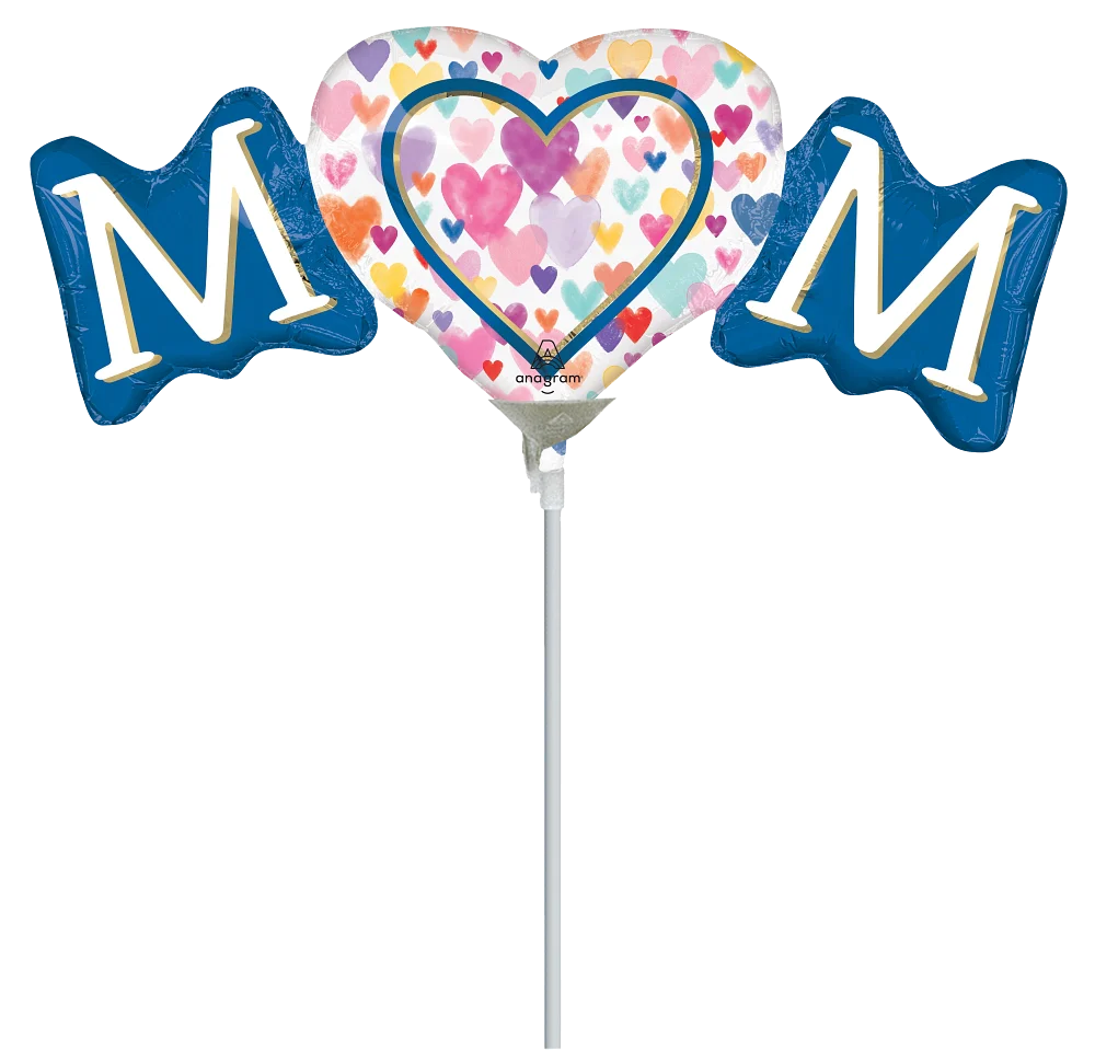 Mini Airfill Only (Sticks Sold Separately) Mom Sprinkled Hearts Foil Balloon