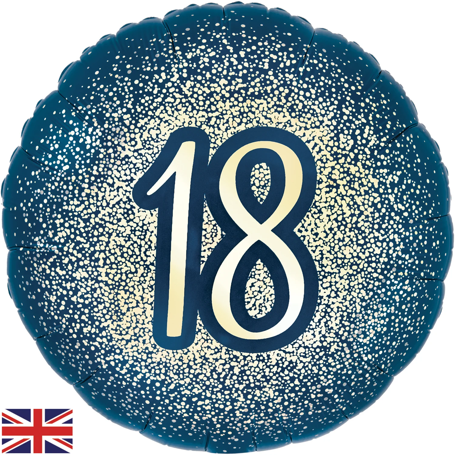 18" 18th Metallic Glitter Birthday Navy Gold Oaktree Foil Balloon