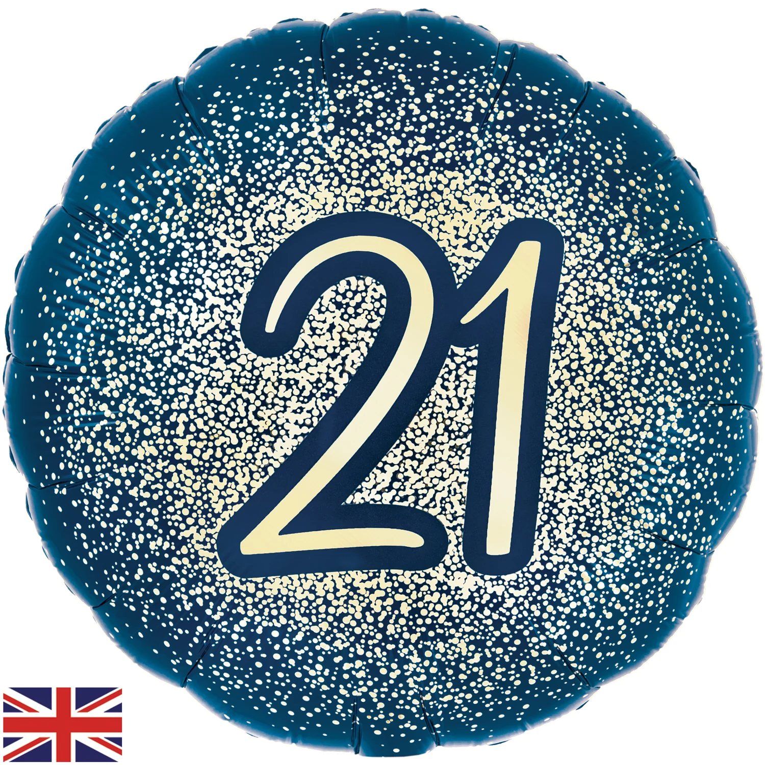 18" 21st Metallic Glitter Birthday Navy Gold Oaktree Foil Balloon