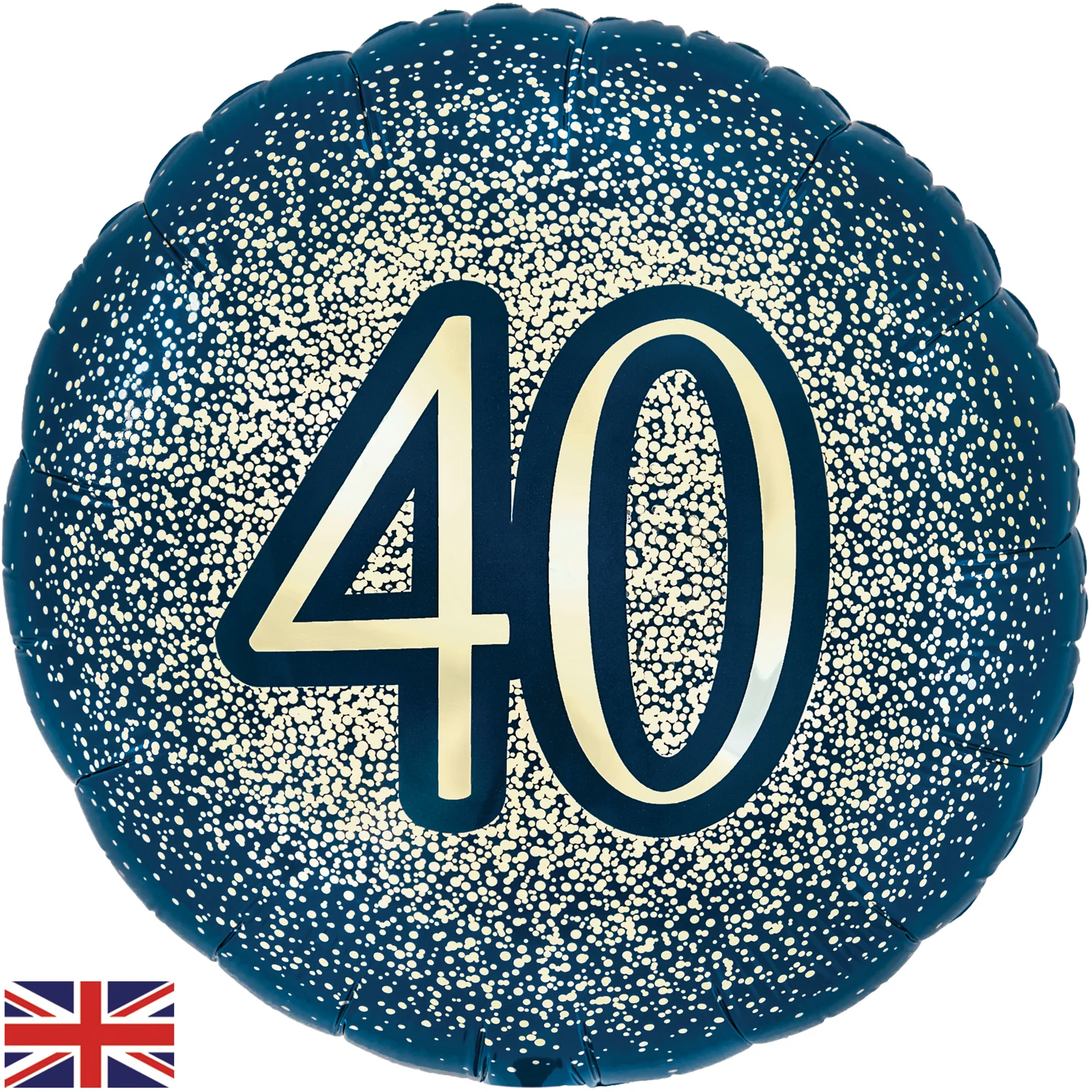 18" 40th Metallic Glitter Birthday Navy Gold Oaktree Foil Balloon
