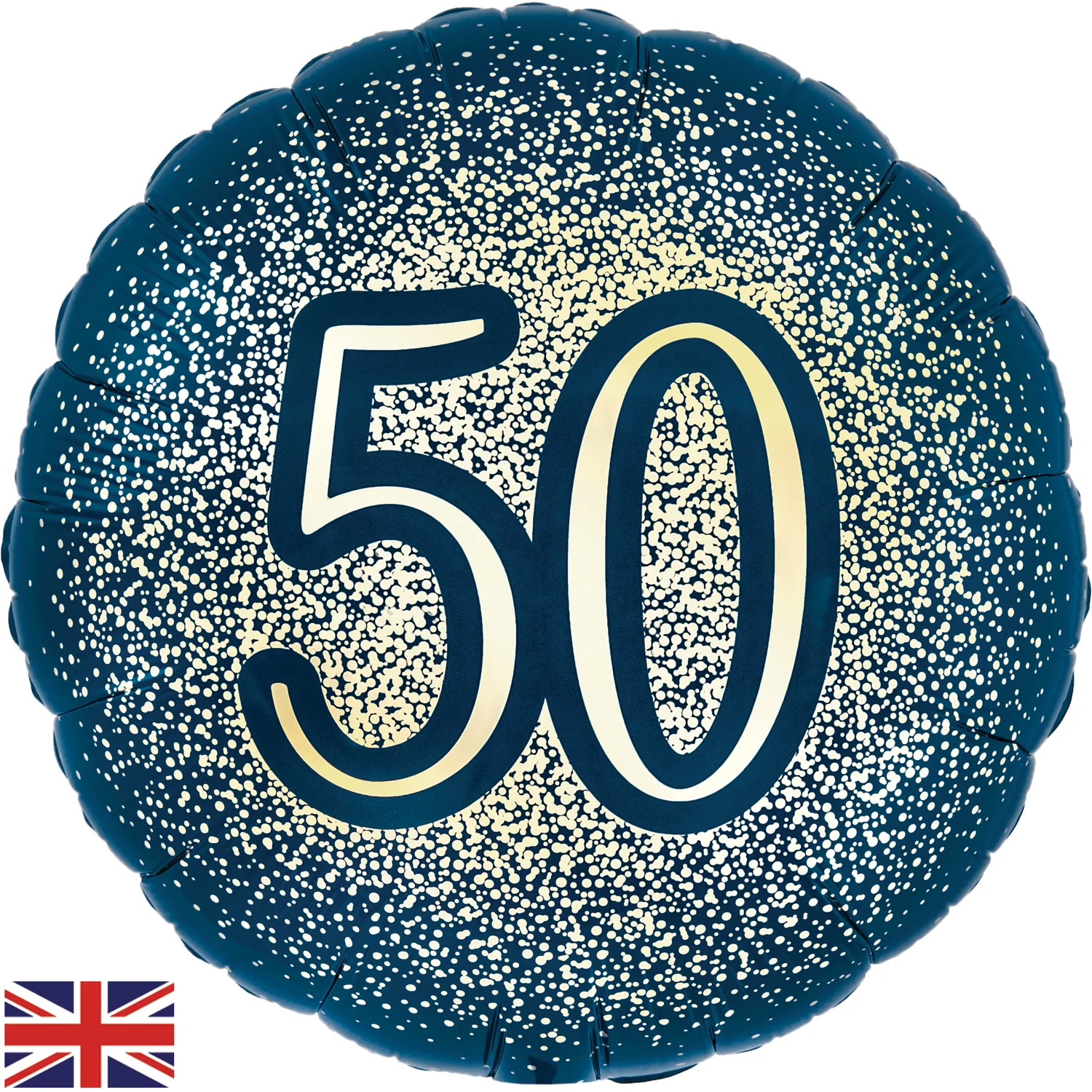 18" 50th Metallic Glitter Birthday Navy Gold Oaktree Foil Balloon