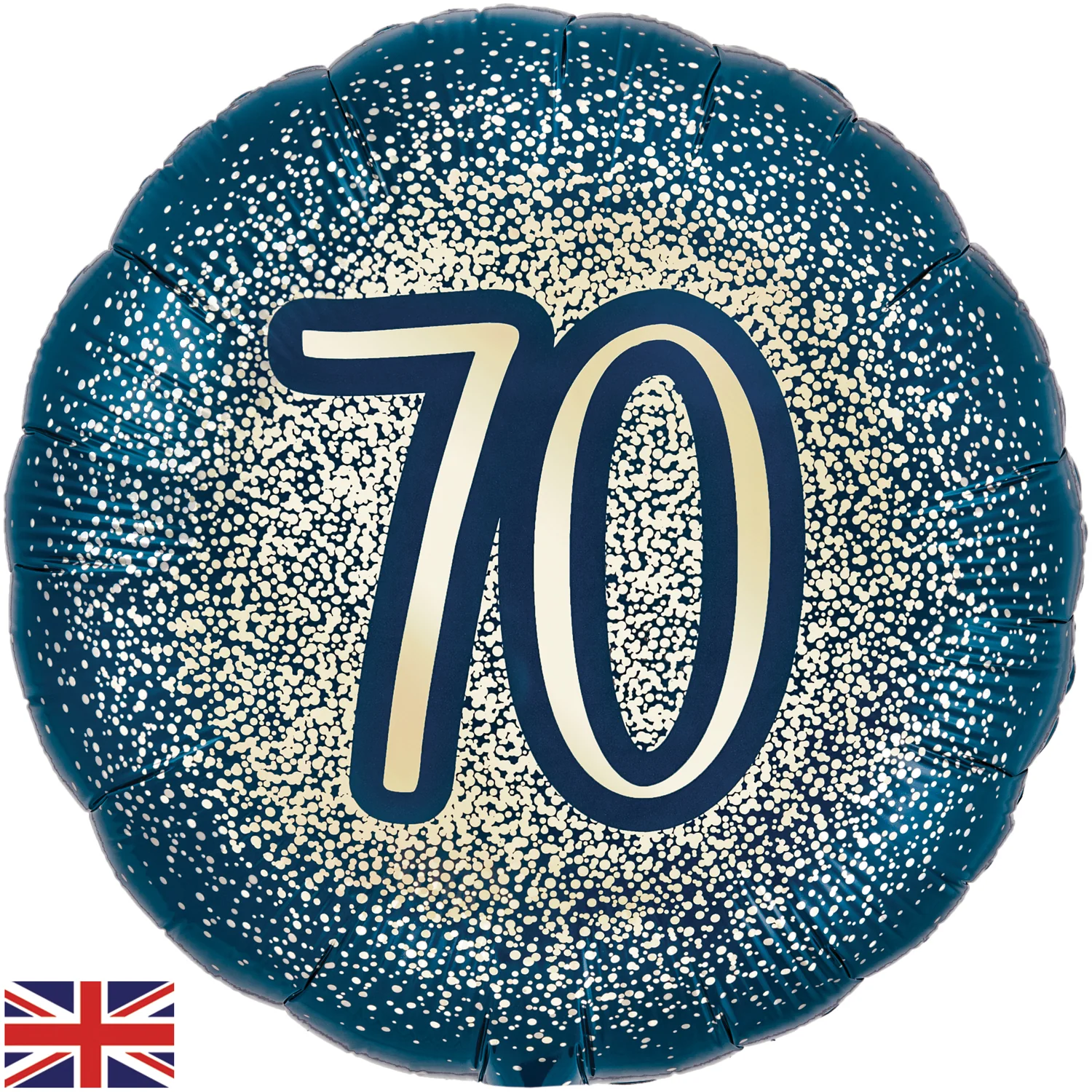 18" 70th Metallic Glitter Birthday Navy Gold Oaktree Foil Balloon