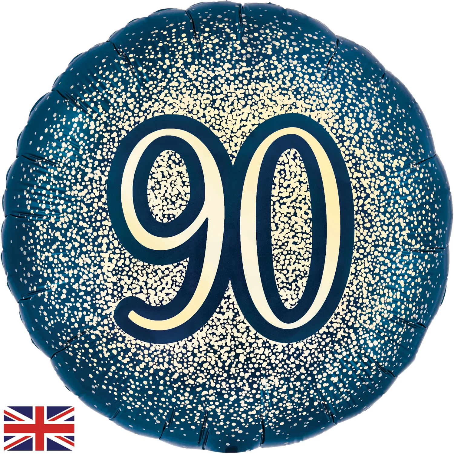 18" 90th Metallic Glitter Birthday Navy Gold Oaktree Foil Balloon