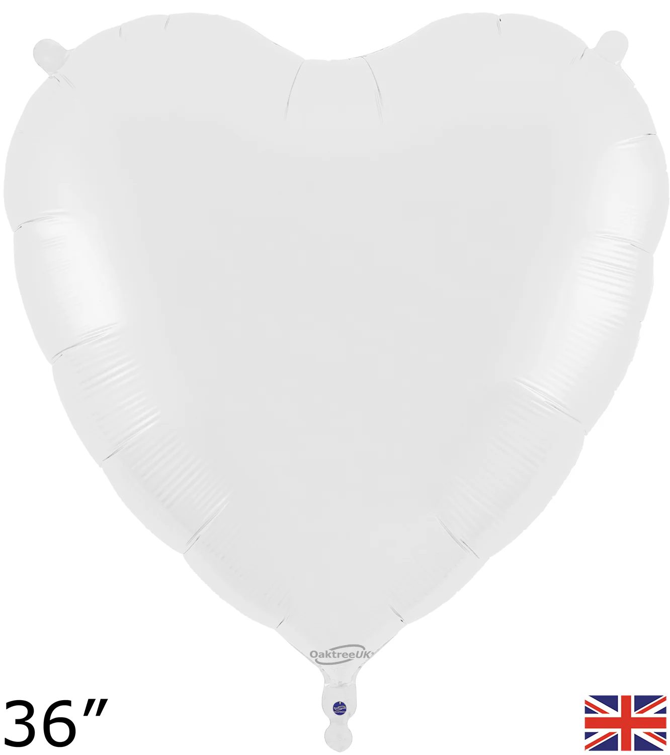 36" Oaktree Brand White Heart Foil Balloon