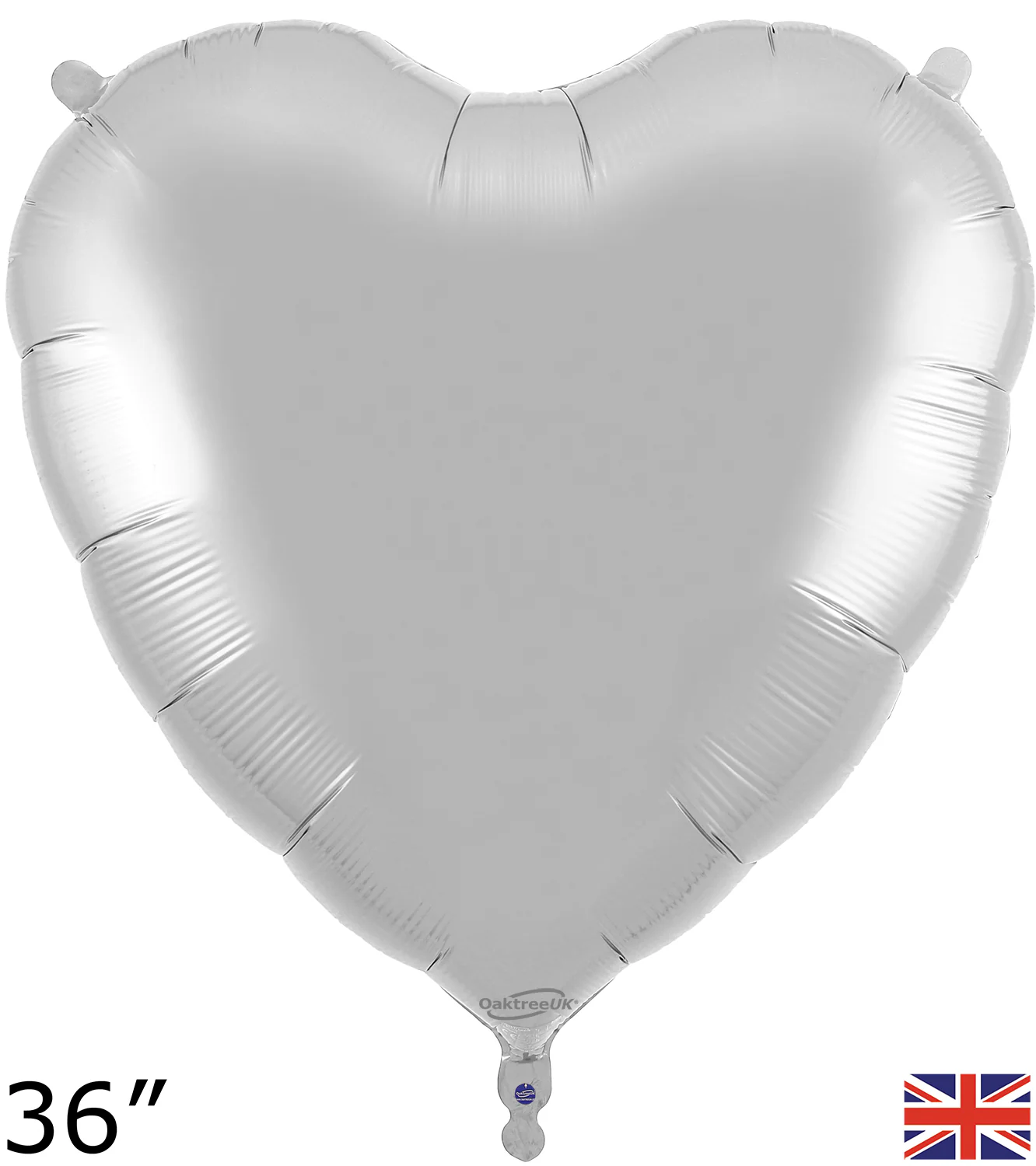 36" Oaktree Brand Silver Heart Foil Balloon