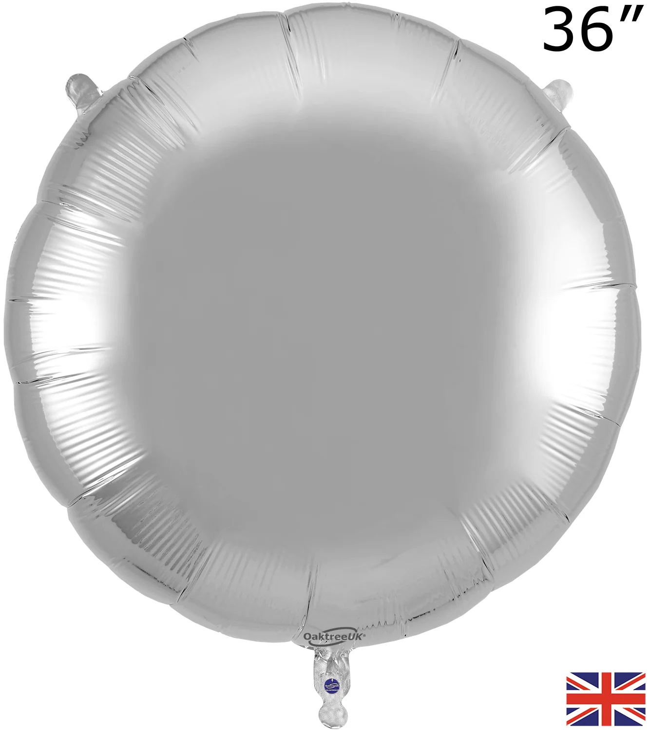 36" Oaktree Brand Silver Round Foil Balloon