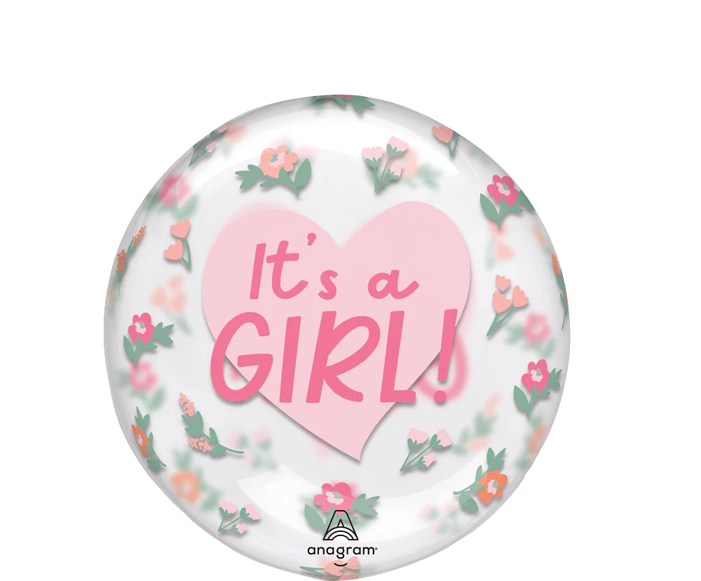 Printed Clearz It's a Girl Floral Foil Balloon