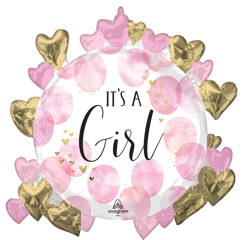 SuperShape Baby Girl Pink Watercolor Foil Balloon